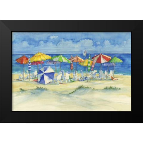 Watercolor Beach Black Modern Wood Framed Art Print by Brent, Paul
