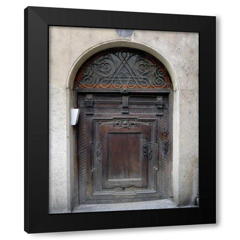 Prague Door IV Black Modern Wood Framed Art Print with Double Matting by Christensen, Jim