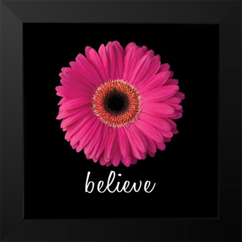 Believe Daisy Black Modern Wood Framed Art Print by Christensen, Jim
