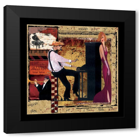 Jazz Piano Black Modern Wood Framed Art Print by CW Designs Inc.