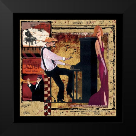 Jazz Piano Black Modern Wood Framed Art Print by CW Designs Inc.