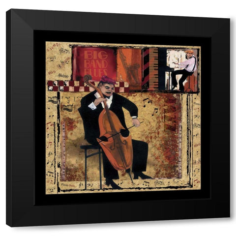Jazz Cello Black Modern Wood Framed Art Print by CW Designs Inc.