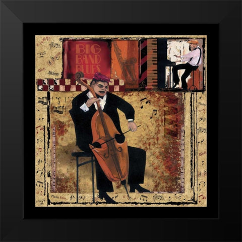 Jazz Cello Black Modern Wood Framed Art Print by CW Designs Inc.