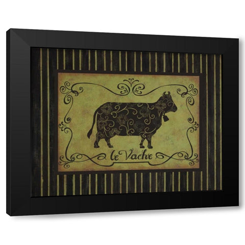 la Vache Black Modern Wood Framed Art Print with Double Matting by Devereux, Sophie