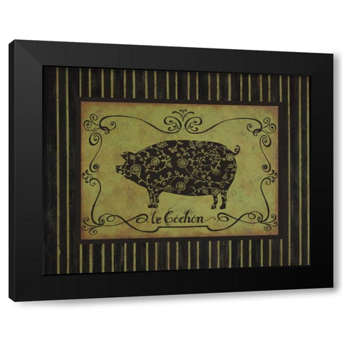 le Cochon Black Modern Wood Framed Art Print with Double Matting by Devereux, Sophie