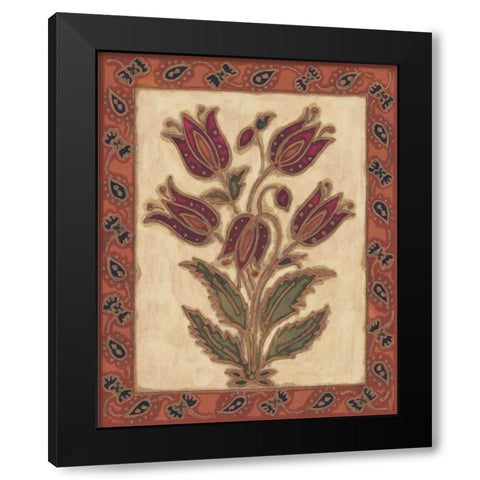 Global Flowers II Black Modern Wood Framed Art Print by David, Elizabeth