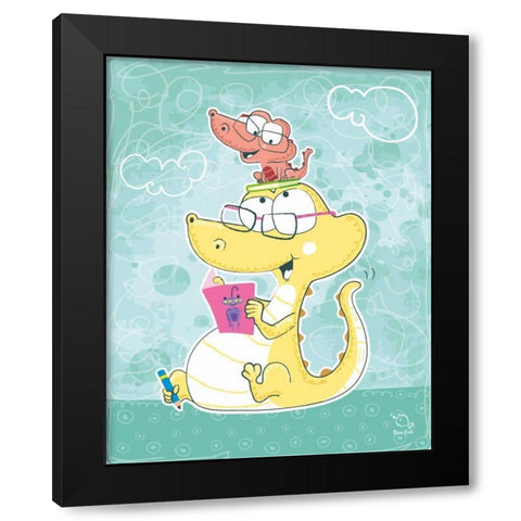Lets Read Black Modern Wood Framed Art Print with Double Matting by Blue Fish