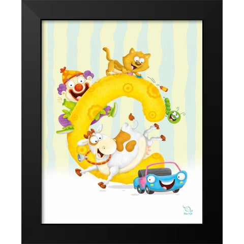 Curly C Black Modern Wood Framed Art Print by Blue Fish