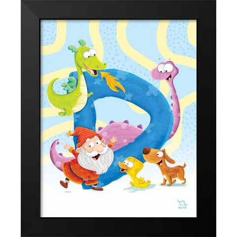 Dancing D Black Modern Wood Framed Art Print by Blue Fish