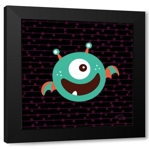 Bouncy Black Modern Wood Framed Art Print by Blue Fish