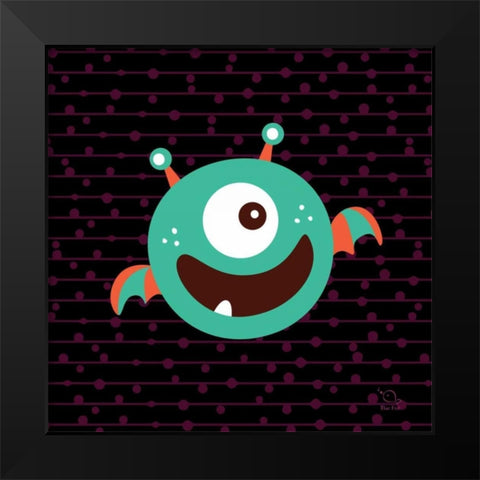 Bouncy Black Modern Wood Framed Art Print by Blue Fish