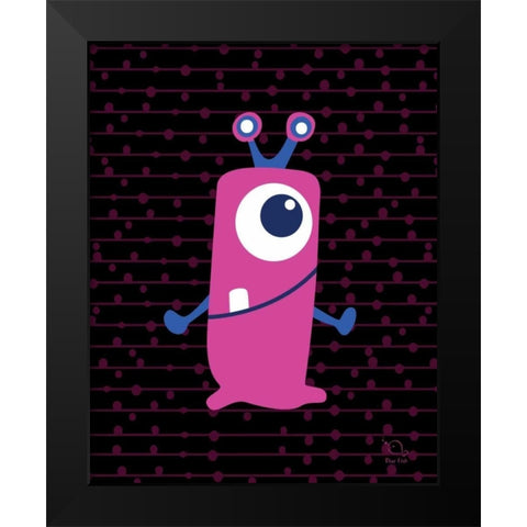 Wriggly Black Modern Wood Framed Art Print by Blue Fish