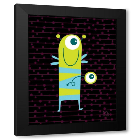 Stripy Black Modern Wood Framed Art Print by Blue Fish