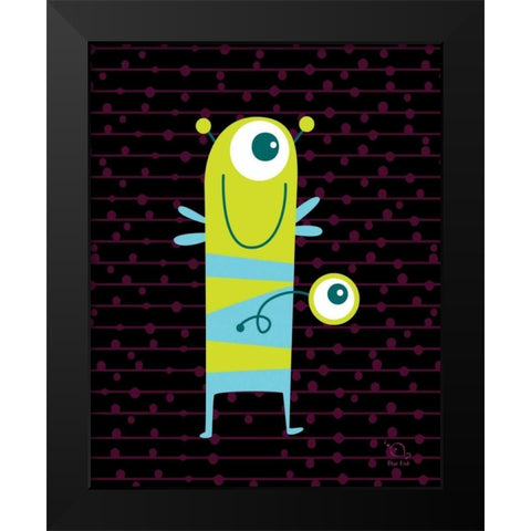 Stripy Black Modern Wood Framed Art Print by Blue Fish
