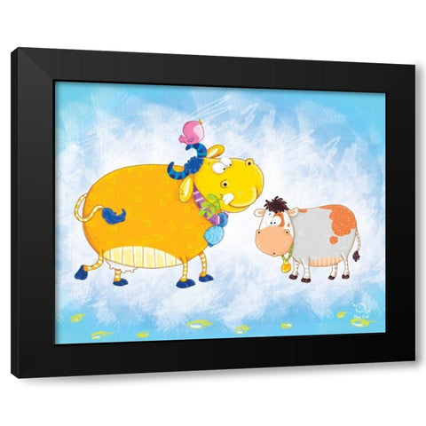 Milky Moo Black Modern Wood Framed Art Print with Double Matting by Blue Fish