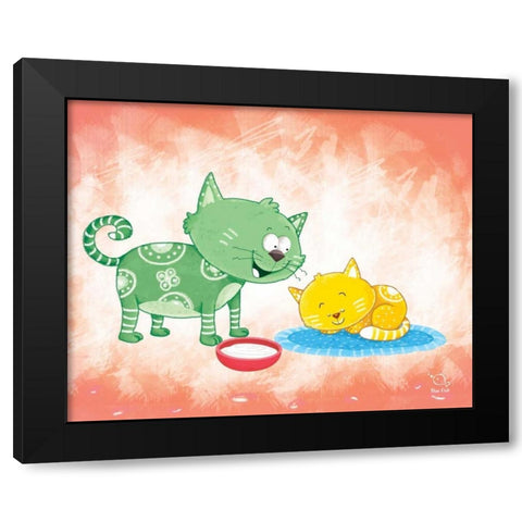 Kitty Koo Black Modern Wood Framed Art Print with Double Matting by Blue Fish