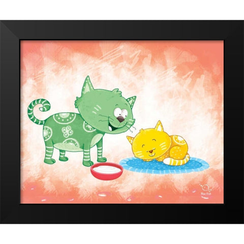 Kitty Koo Black Modern Wood Framed Art Print by Blue Fish