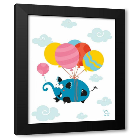 Ballooony Ellie Black Modern Wood Framed Art Print with Double Matting by Blue Fish