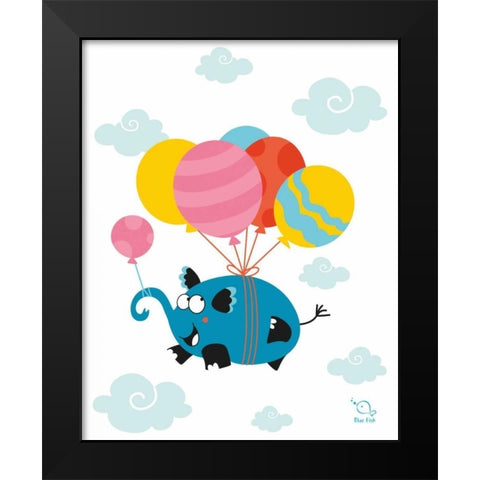 Ballooony Ellie Black Modern Wood Framed Art Print by Blue Fish
