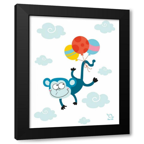 Ballooony Chimp Black Modern Wood Framed Art Print with Double Matting by Blue Fish