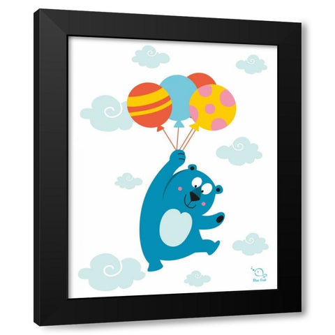 Ballooony Boo Black Modern Wood Framed Art Print with Double Matting by Blue Fish