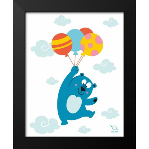 Ballooony Boo Black Modern Wood Framed Art Print by Blue Fish