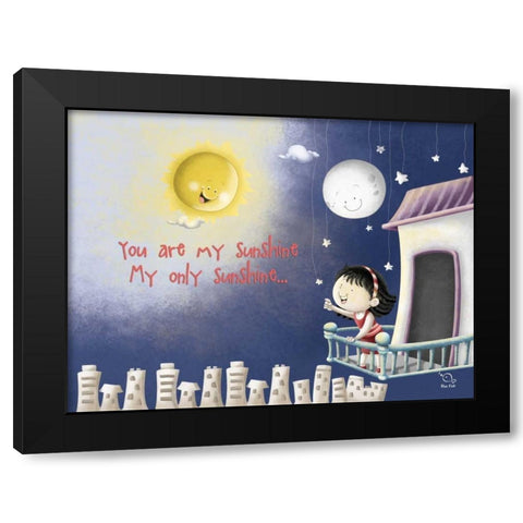 Sun, Moon, Stars Black Modern Wood Framed Art Print with Double Matting by Blue Fish