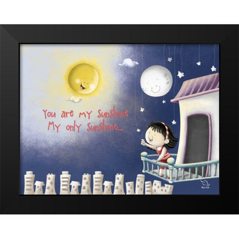 Sun, Moon, Stars Black Modern Wood Framed Art Print by Blue Fish