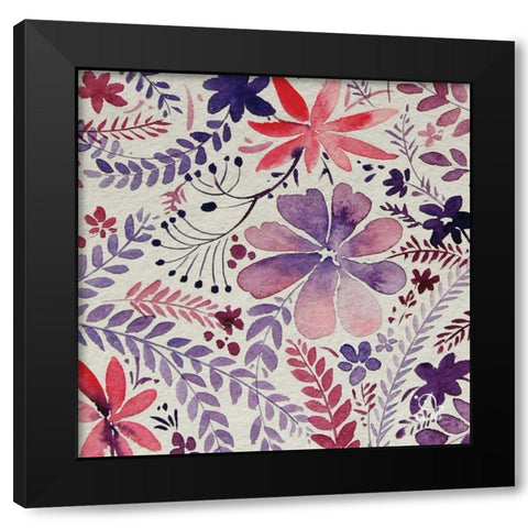 Flowery Dreams I Black Modern Wood Framed Art Print with Double Matting by Blue Fish