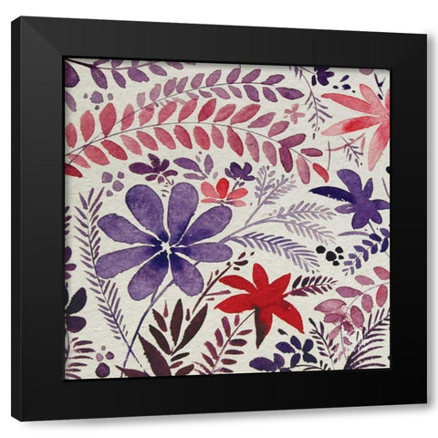 Flowery Dreams II Black Modern Wood Framed Art Print by Blue Fish