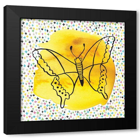 Butterflies Yellow Black Modern Wood Framed Art Print by Frazer, Amy