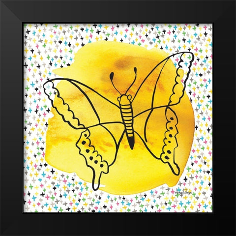 Butterflies Yellow Black Modern Wood Framed Art Print by Frazer, Amy