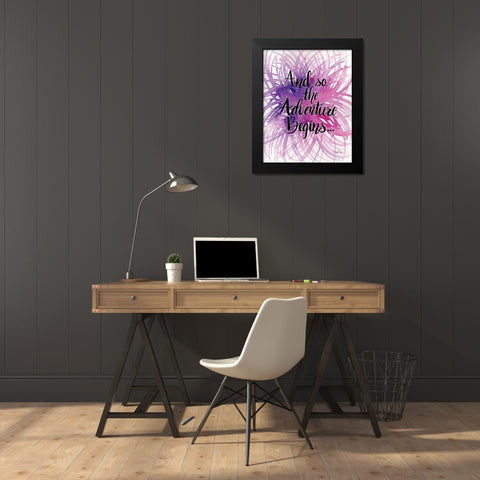 Adventure Begins Black Modern Wood Framed Art Print by Frazer, Amy