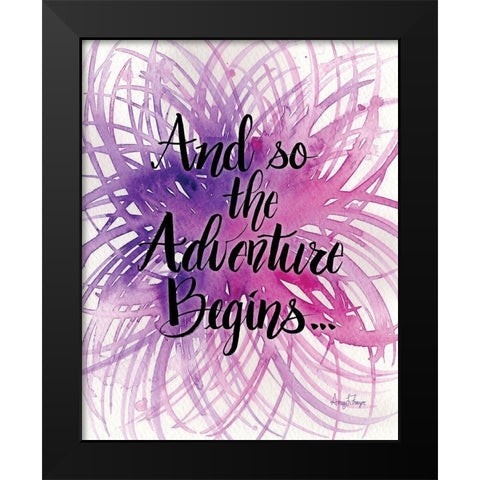 Adventure Begins Black Modern Wood Framed Art Print by Frazer, Amy