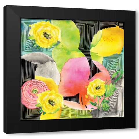 Geo Watercolor Black Modern Wood Framed Art Print with Double Matting by Frazer, Amy