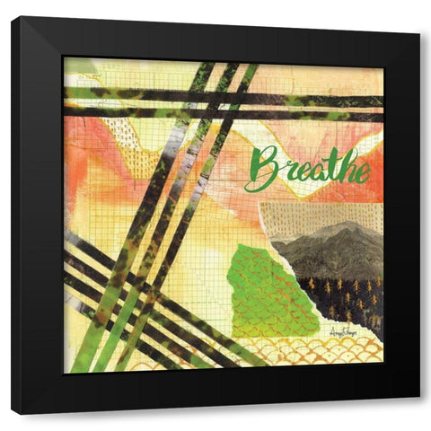Mountains Breathe Black Modern Wood Framed Art Print by Frazer, Amy