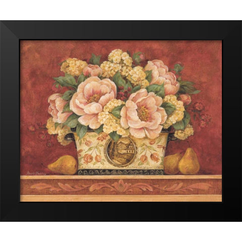 Peony Tapestry Black Modern Wood Framed Art Print by Gladding, Pamela