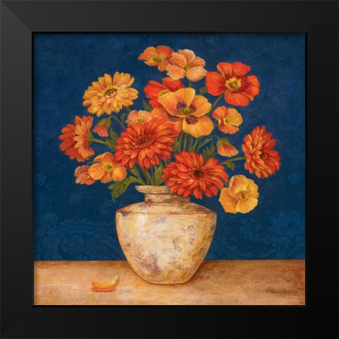 Poppies and Indigo I Black Modern Wood Framed Art Print by Gladding, Pamela