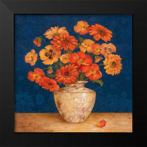 Poppies and Indigo II Black Modern Wood Framed Art Print by Gladding, Pamela