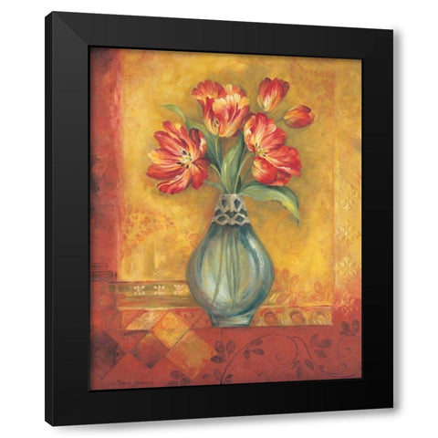 Pandoras Tulips Black Modern Wood Framed Art Print with Double Matting by Gladding, Pamela