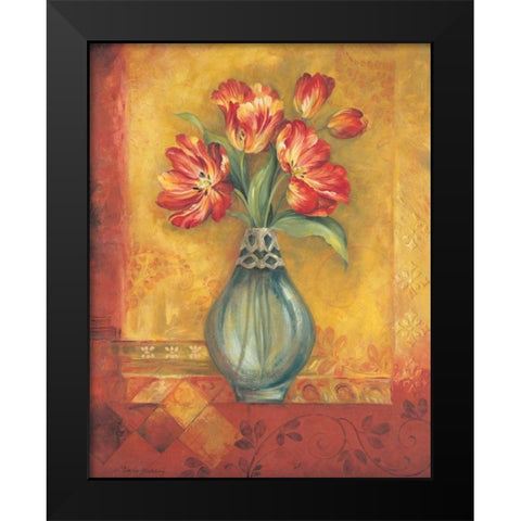 Pandoras Tulips Black Modern Wood Framed Art Print by Gladding, Pamela