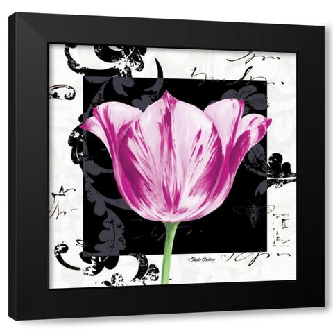 Damask Tulip I Black Modern Wood Framed Art Print by Gladding, Pamela