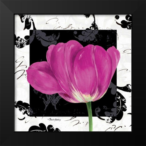Damask Tulip II Black Modern Wood Framed Art Print by Gladding, Pamela