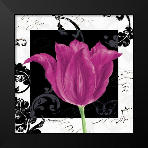 Damask Tulip IV Black Modern Wood Framed Art Print by Gladding, Pamela