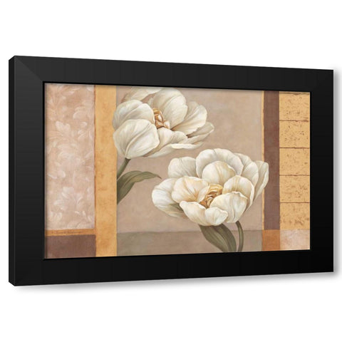 Tulip Duet Black Modern Wood Framed Art Print with Double Matting by Gladding, Pamela
