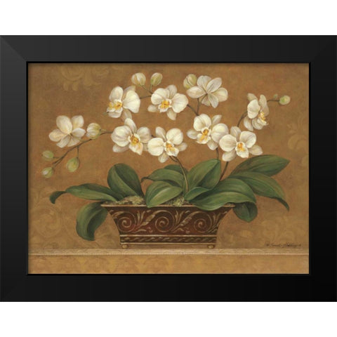 Orchid Tapestry Black Modern Wood Framed Art Print by Gladding, Pamela