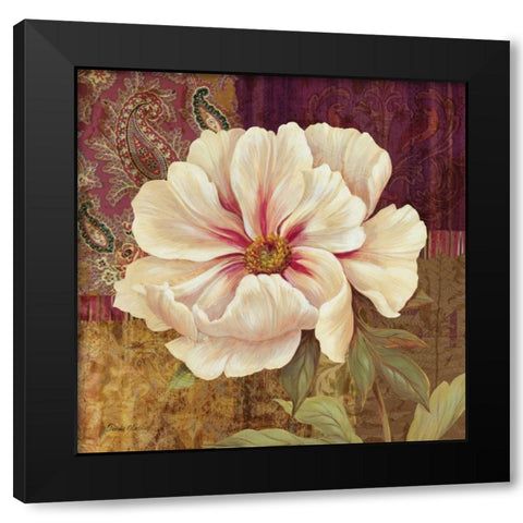 Esperance Peony Black Modern Wood Framed Art Print with Double Matting by Gladding, Pamela