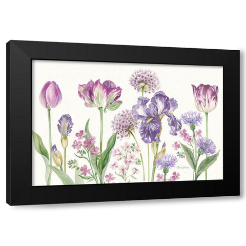 Purple Flowers Black Modern Wood Framed Art Print by Gladding, Pamela