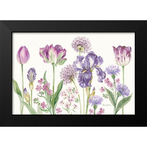 Purple Flowers Black Modern Wood Framed Art Print by Gladding, Pamela