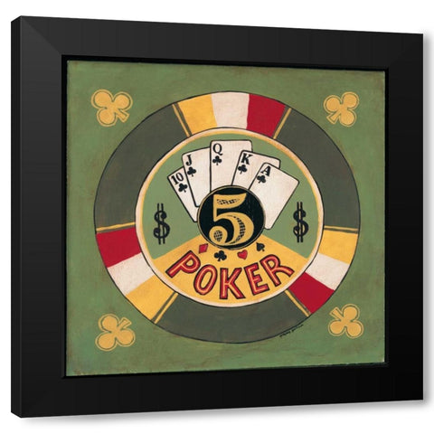 Poker - $5 Black Modern Wood Framed Art Print by Gorham, Gregory